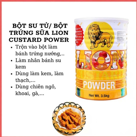 Bột Trứng Sữa Custard hiệu SƯ TỬ Custard, hộp thiếc 300 g - 3,5 kg. Dùng Làm Bánh, Chiên Ngô, Gà