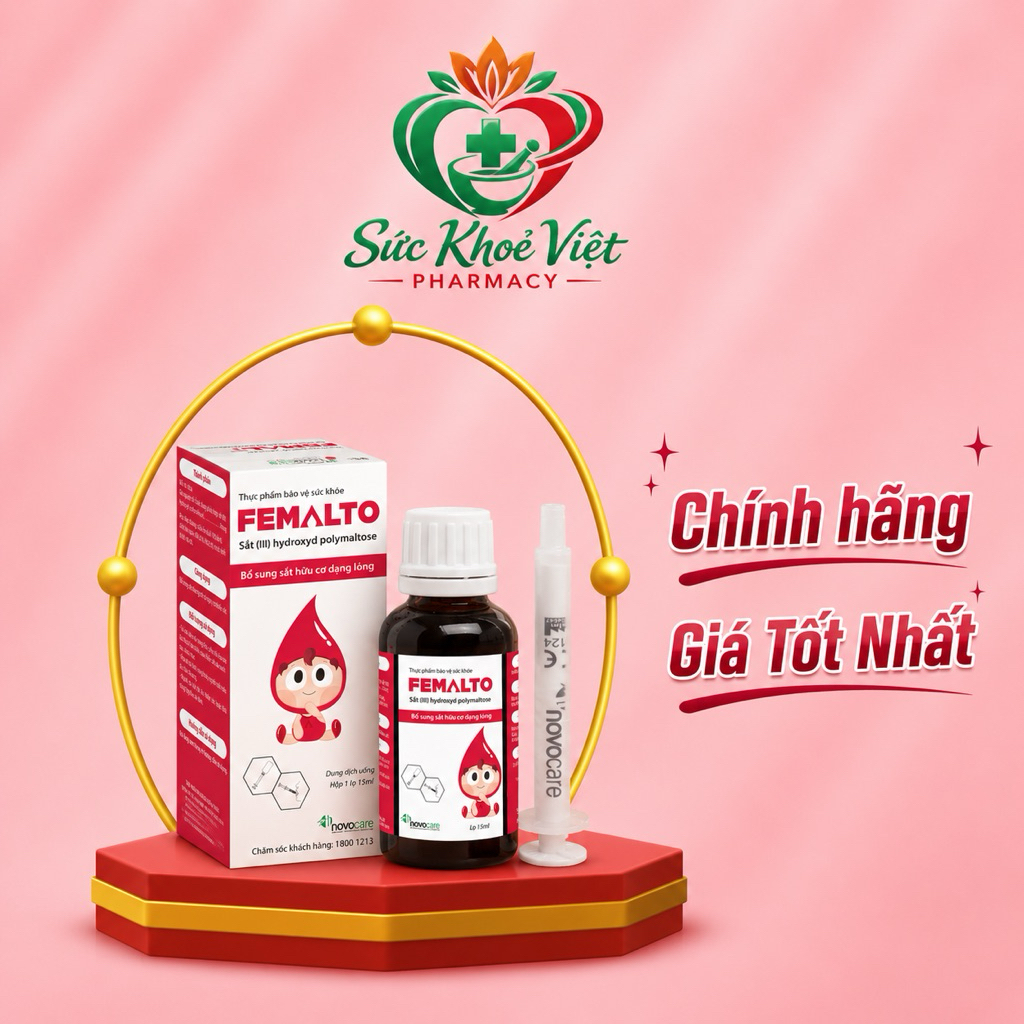 Sắt hữu cơ Novocare Femalto cho bé không gây táo bón, hàm lượng cao, bổ sung sắt cho người thiếu máu