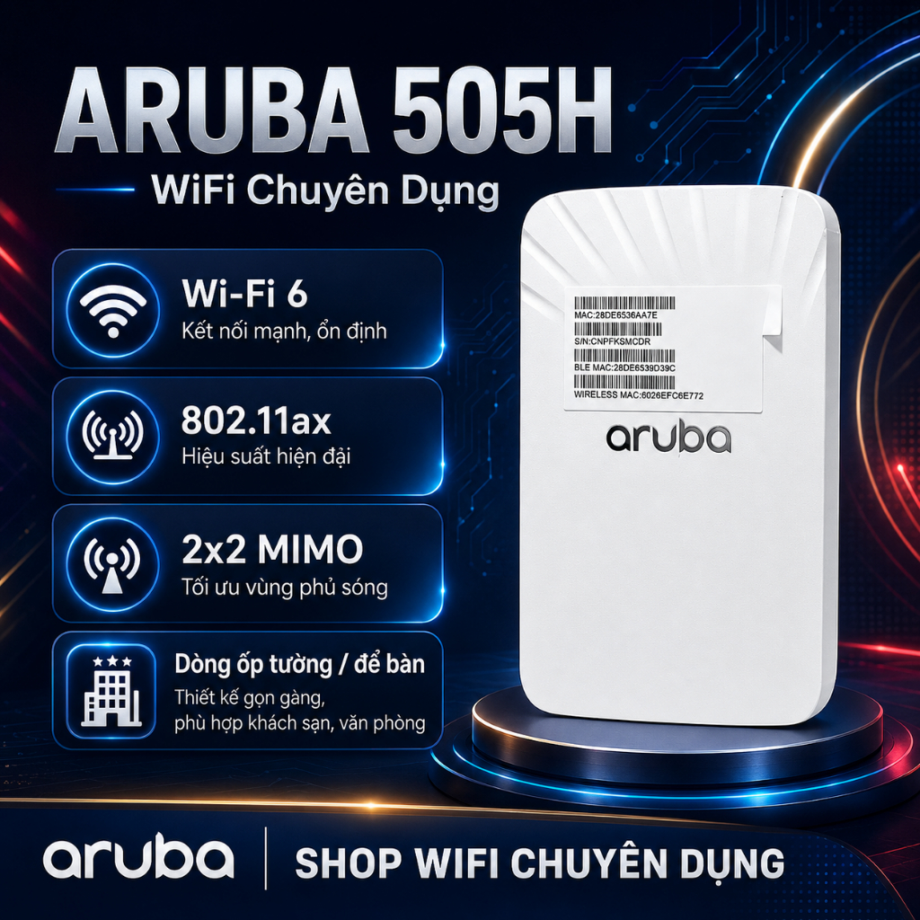 ✅Chuẩn AX - Aruba 505H & Aruba AP-22D Ốp Tường  - Bộ Phát WIFI Chuyên Dụng - Roaming - Mesh , Wifi A
