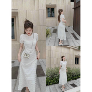 ĐẦM THỜI TRANG NỮ MẶC ĐI CHƠI CHẤT LEN REN NGANG FOM VÁY SUÔNG KÈM LÓT COTTON BÊN TRONG MỘT MÀU TRẮNG