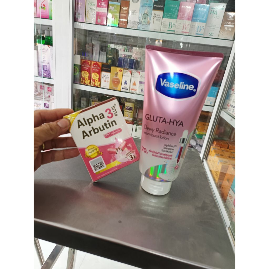 combo dưỡng da ban đêm vaseline hồng 70x+ 10 kích alpha 3 arbutinb plus 3x ( vaselin 70x hồng mẫu mớ