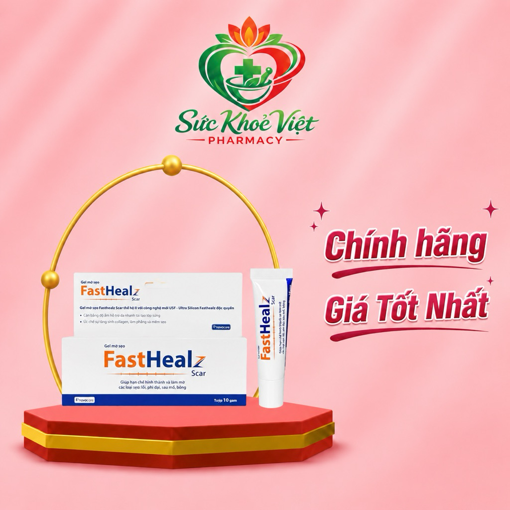 Gel mờ sẹo Fasthealz Scar 10g - Hỗ Trợ làm mờ sẹo lồi, sẹo phì đại, sẹo bỏng