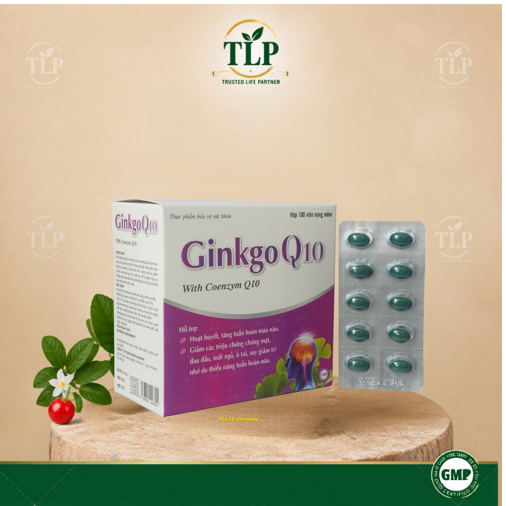 Viên Uống GINKGO Q10 120mg, Tăng Cường Tuần Hoàn Máu, Giúp Tăng Cường Trí Nhớ - Hộp 100 Viên