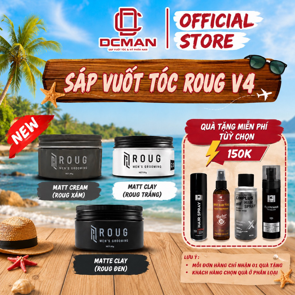 [BẢN MỚI] Sáp Vuốt Tóc Nam ROUG MEN'S GROOMING Matt Clay, Matte Clay, Matte Cream, Roug Trắng, Roug 