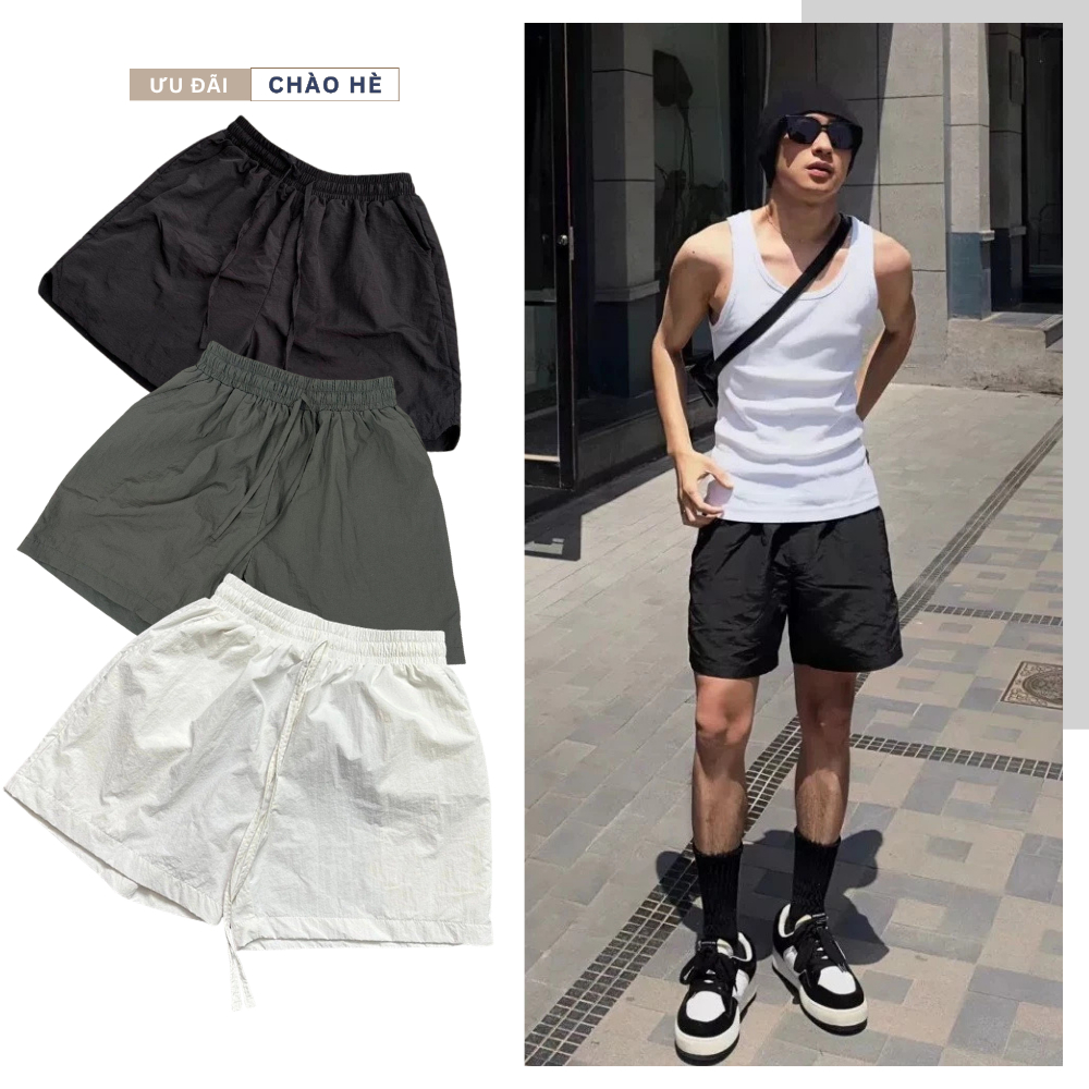 Quần short gió nam,nữ trơn trên gối 2 lớp VELTO STORE HS111