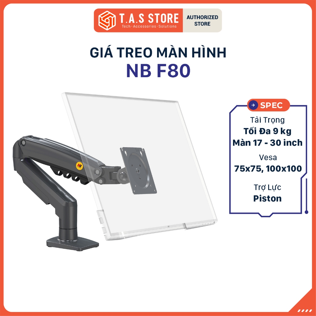 Giá Treo Màn Hình NB F80 | Treo Màn 17-30inch | Chuẩn Vesa 75x75, 100x100 - Hàng Chính Hãng