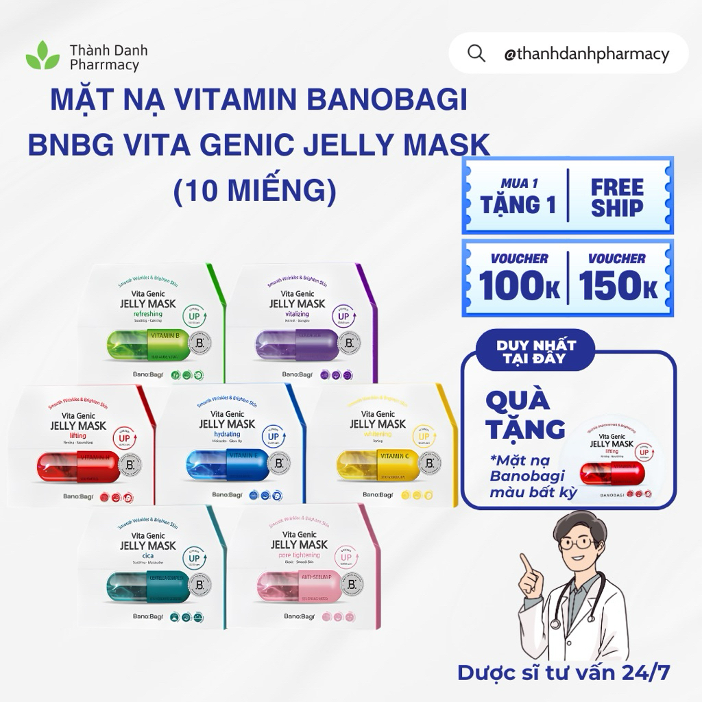Mặt Nạ BANOBAGI Vita Genic Mask  & Stem Cell Vitamin Mask 30g ( 1 Hộp / 10 miếng)