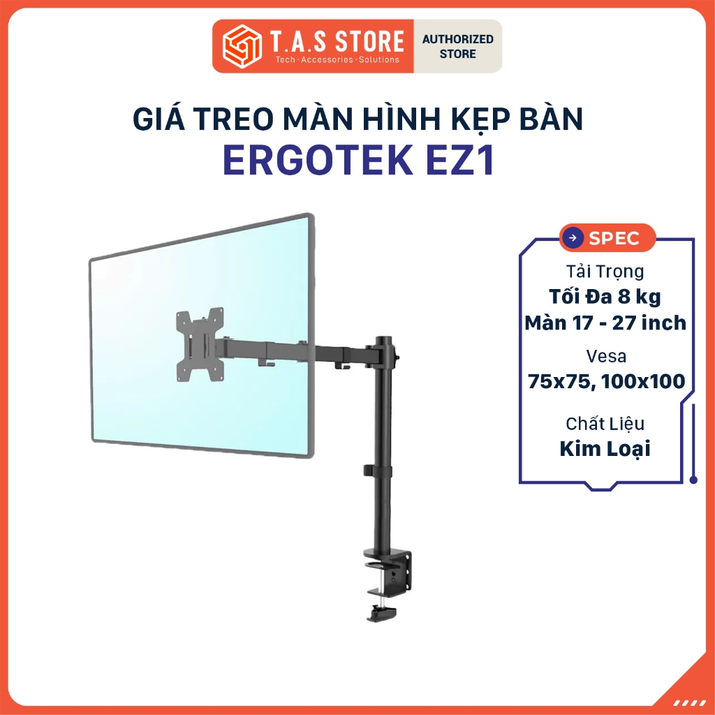 Giá Treo Màn Hình Kẹp Bàn ErgoTek EZ1 | Treo Màn 17-27inch | Vesa 75x75, 100x100 - Hàng Chính Hãng
