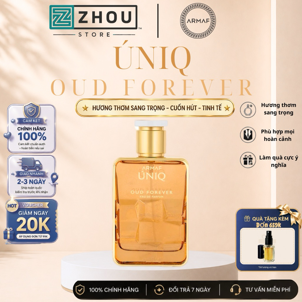 Nước Hoa Unisex Armaf Uniq Oud Forever EDP Chính Hãng – Hương Gỗ Trầm Ấm Sang Trọng Cuốn Hút