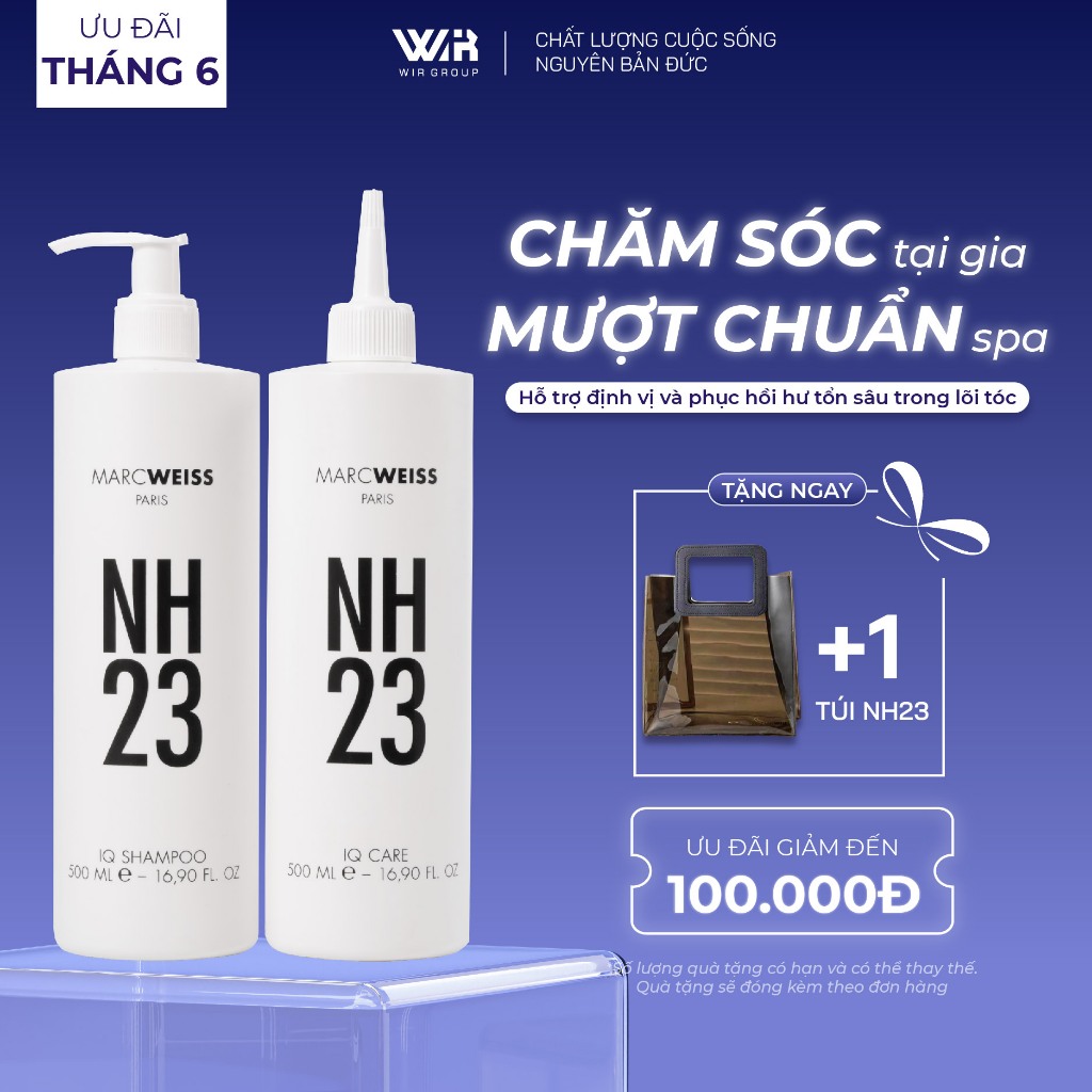 Bộ Dầu gội và Nước thần treatment NH23 IQ REPAIR KIT 500ml Phục Hồi Tóc Hư Tổn | Wir Group