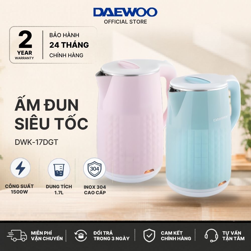 Ấm Siêu Tốc Hàn Quốc Daewoo DEK-MF170/DEK-MF180 1.7L, BH 1 năm chính hãng