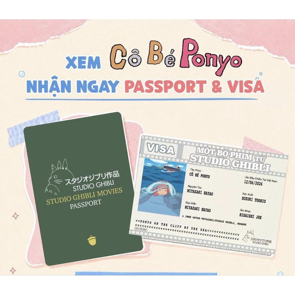 [ CGV + GHIBLI STUDIO] Visa Cô bé Ponyo Visa Ponyo Ghibli CGV - POSTCARD GHIBLI CGV