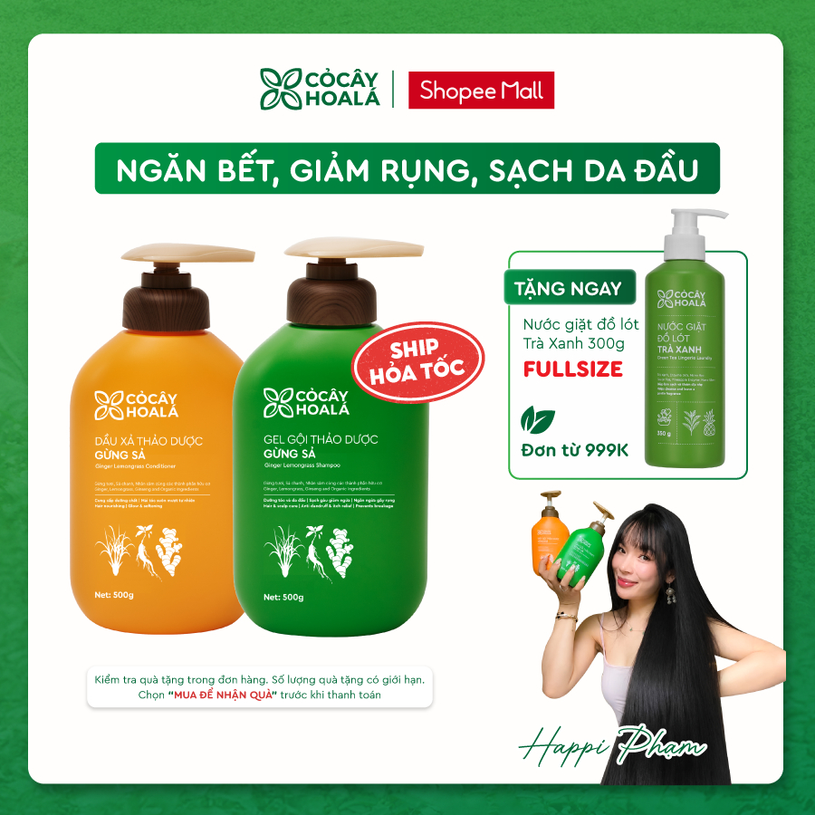 Dầu Gội Thảo Dược Cỏ Cây Hoa Lá Gừng Sả Hỗ Trợ Làm Dày Tóc, Làm Sạch Da Đầu 500g | BigBuy360 - bigbuy360.vn