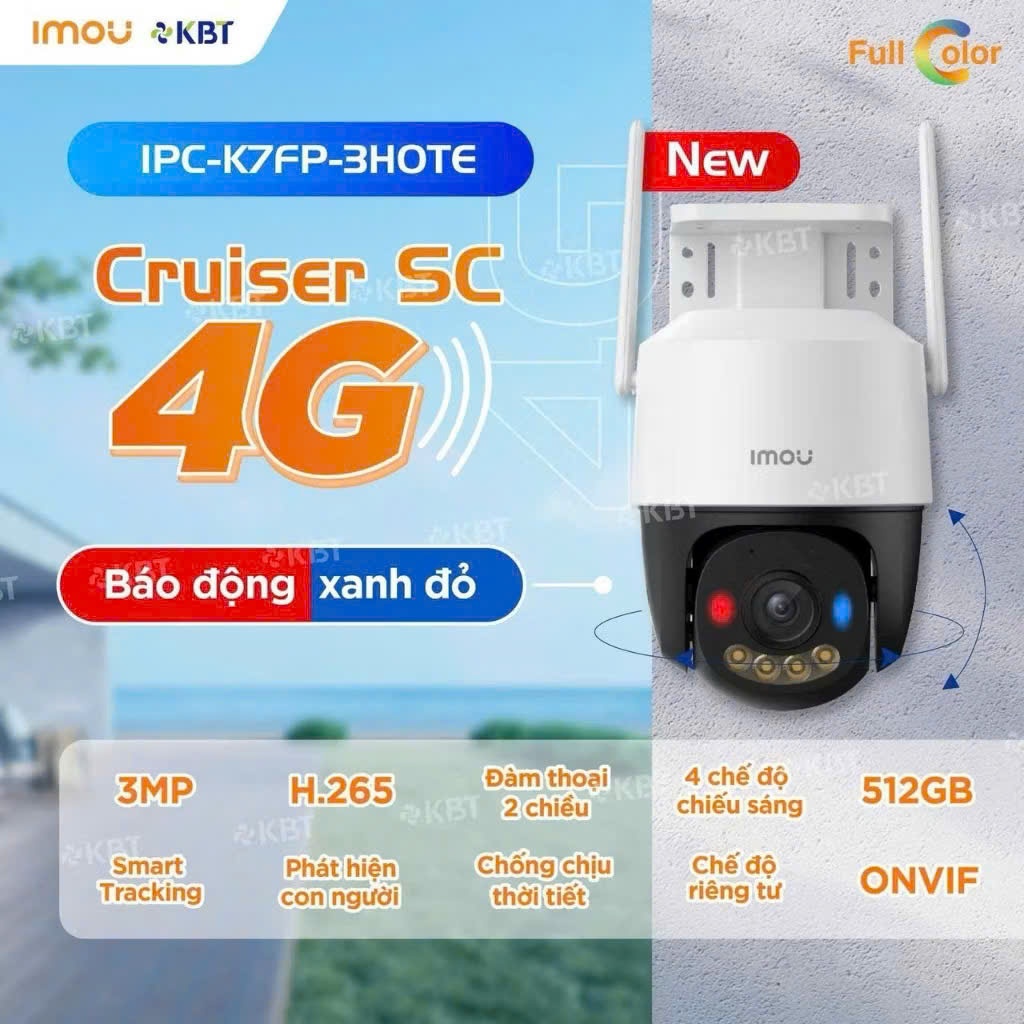 Camera IMOU sim 4G Cruiser SC 4G IPC-K7FP 3MP/5MP Zoom xa 8x, Chống nước, Bảo hành 2 năm