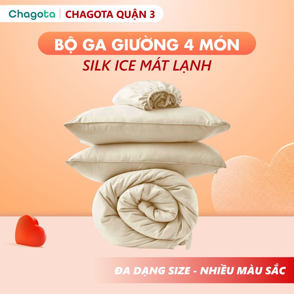 [Giá Tốt] Bộ Chăn Ga Gối Lụa Silk Ice Cao Cấp, Chất Vải Mát Lạnh, Thoáng Khí Vượt Trội, Size 1mx2m Đ
