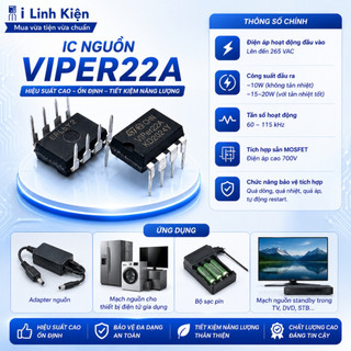 IC nguồn Viper22A  hàng chính hãng chất lượng tốt.