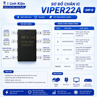 IC nguồn Viper22A  hàng chính hãng chất lượng tốt.