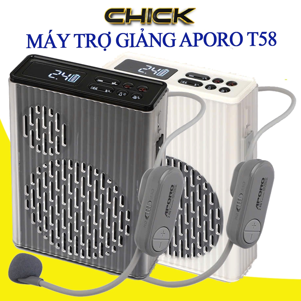 Máy Trợ Giảng Aporo T58 2.4G – Công Suất Lớn 50W, Pin Khủng, Sạc Nhanh, Bluetooth, Micro Không Dây, 
