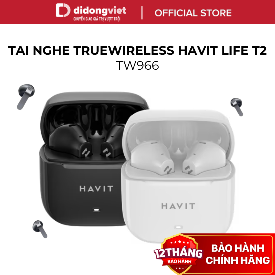 [ĐỘC QUYỀN] Tai nghe True Wireless Havit Life T2 TW966 - 4 Mic ENC, Chống Ồn, Bluetooth 6.0, Pin 25H - Hàng Chính Hãng | BigBuy360 - bigbuy360.vn