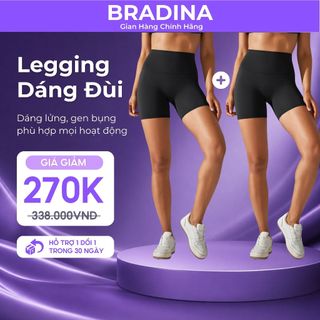 [VBradina] COMBO 2 Quần legging dáng đùi ngắn Bradina, cạp cao gen bụng chất liệu su đúc QLG3