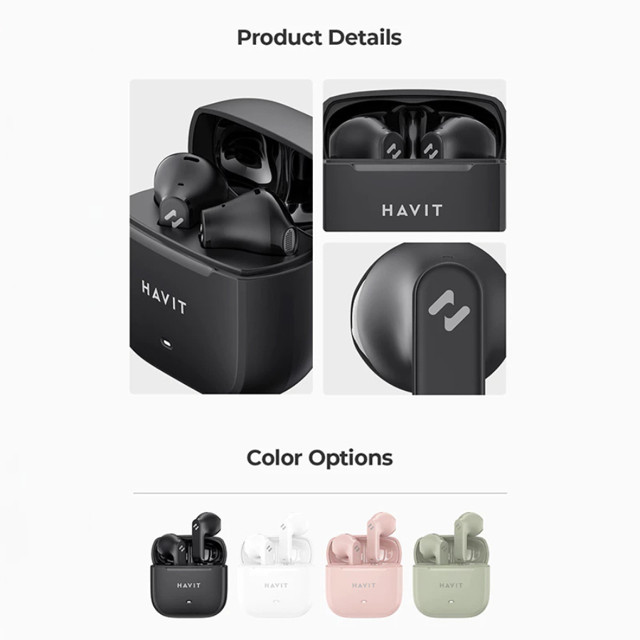 [ĐỘC QUYỀN] Tai nghe True Wireless Havit Life T2 TW966 - 4 Mic ENC, Chống Ồn, Bluetooth 6.0, Pin 25H - Hàng Chính Hãng | BigBuy360 - bigbuy360.vn