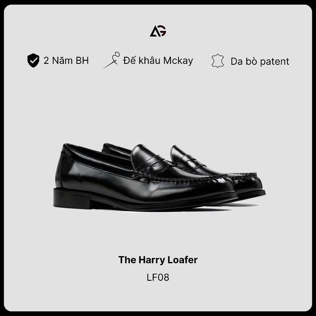 Giày Da Loafer Nam Da Bò Patent The Harry Loafer Đế Khâu Mckay Bảo Hành 2 Năm August Shoes LF08