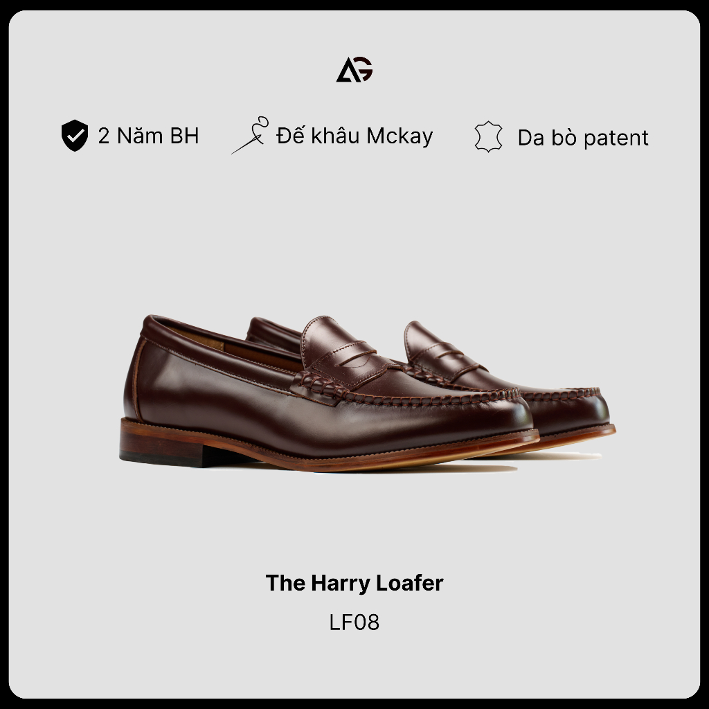 Giày Da Loafer Nam Da Bò Patent The Harry Loafer Đế Khâu Mckay Bảo Hành 2 Năm August Shoes LF08