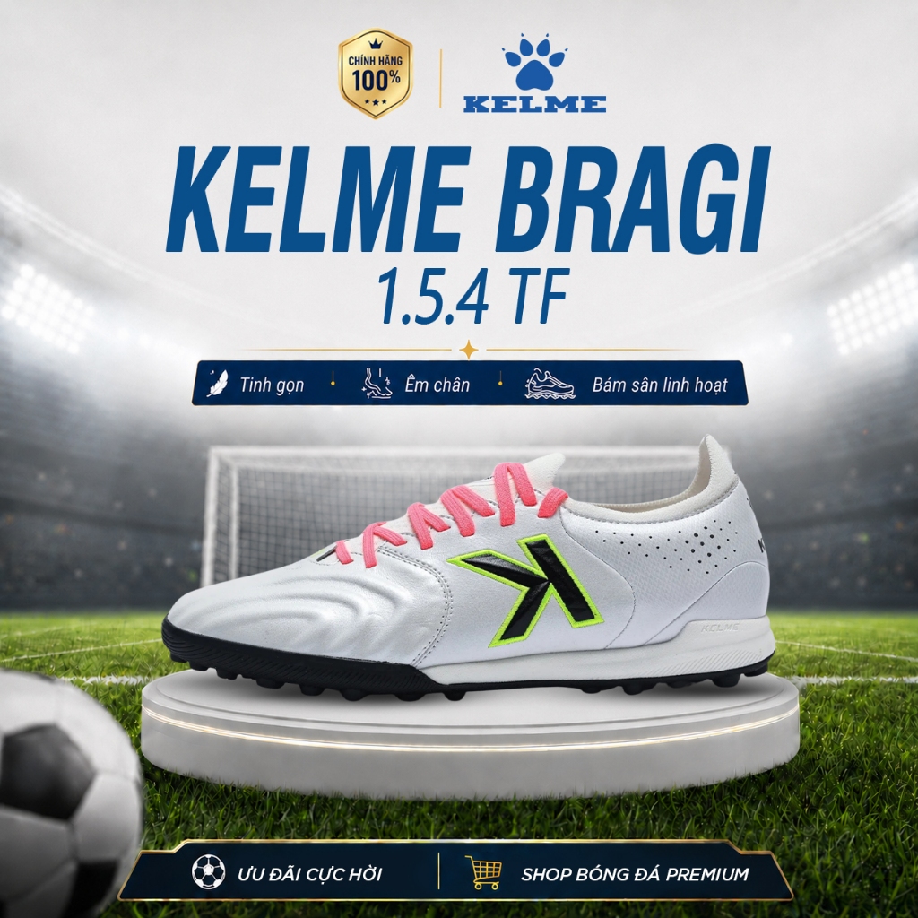 Giày Bóng Đá Kelme Bragi 1.5.4 TF Chính Hãng – Giày Đá Banh Sân Cỏ Nhân Tạo Êm Chân, Bám Sân Tốt