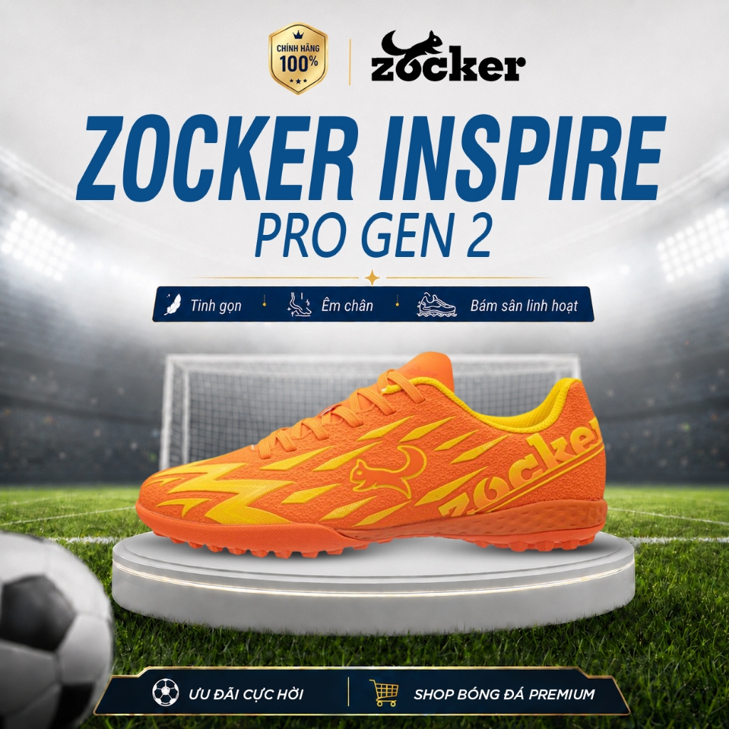 Giày Bóng Đá Zocker Inspire Pro Gen 2 Chính Hãng | Giày Đá Bóng Sân Cỏ Nhân Tạo Êm Chân, Bám Sân Tốt