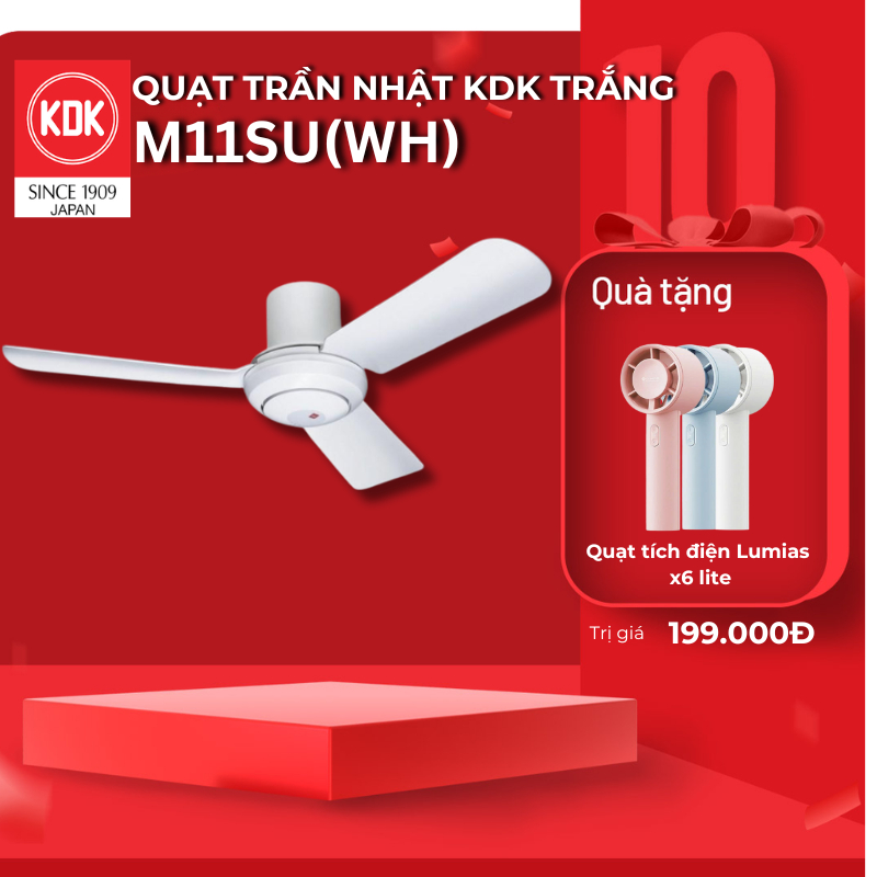 Quạt Trần Nhật KDK màu Trắng M11SU(WH) - Bảo Hành Chính Hãng KDK