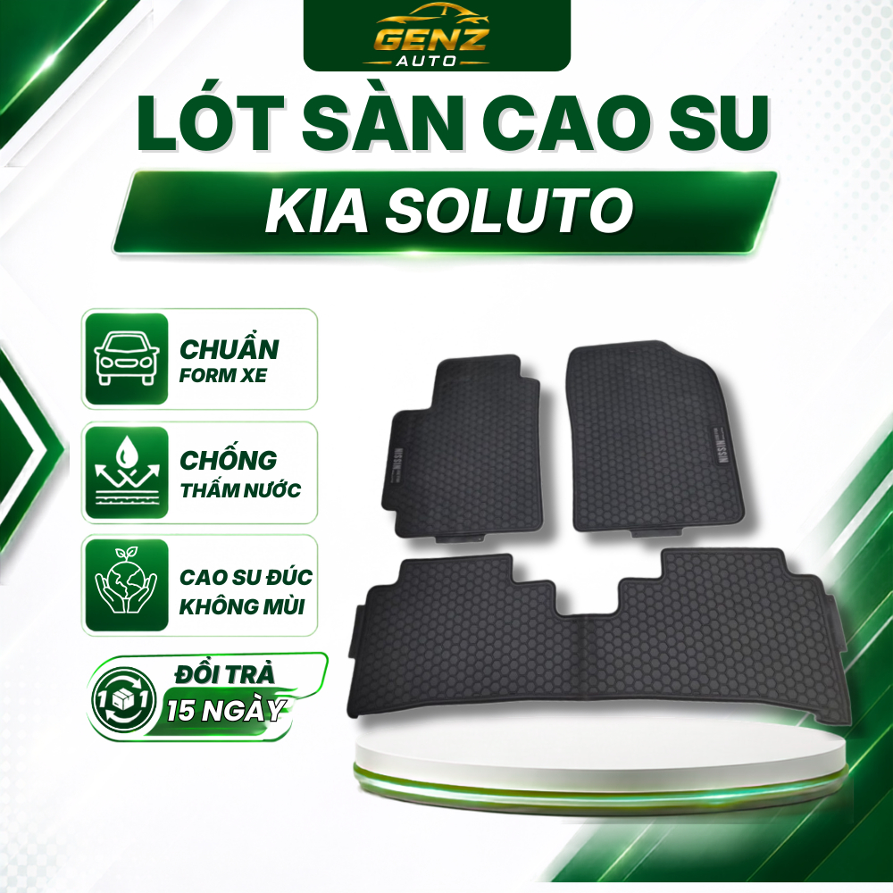 THẢM LÓT SÀN CAO SU xe Kia Soluto 2018 - nay - Cao su đúc không mùi, mẫu tổ ong NISSIN dễ dàng lau r