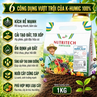 [Bán chạy] Phân bón Humic Con Cò Vàng - Kích rễ mạnh, cải tạo đất, giải độc hữu cơ, tơi xốp thoáng khí - Gói 1kg