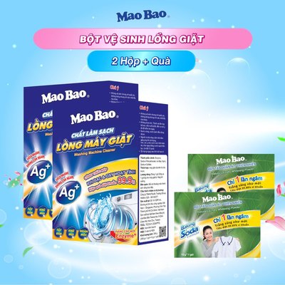 Combo 2 Hộp Vệ Sinh Lồng Máy Giặt Mao Bao 306g - Tặng 2 Túi Bột Tẩy Quần Áo Thiên Nhiên 12g