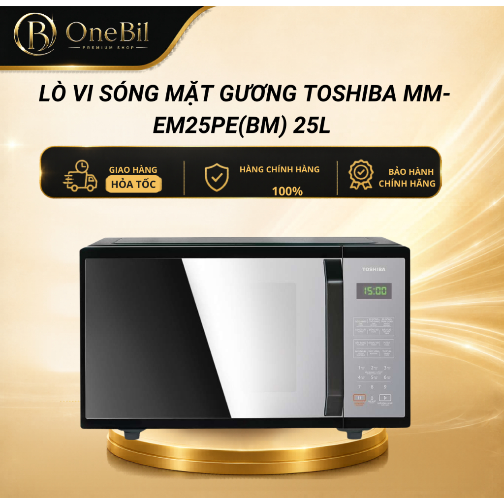 Lò vi sóng mặt gương Toshiba MM-EM25PE(BM) 25L - Bảo hành chính hãng 12 tháng