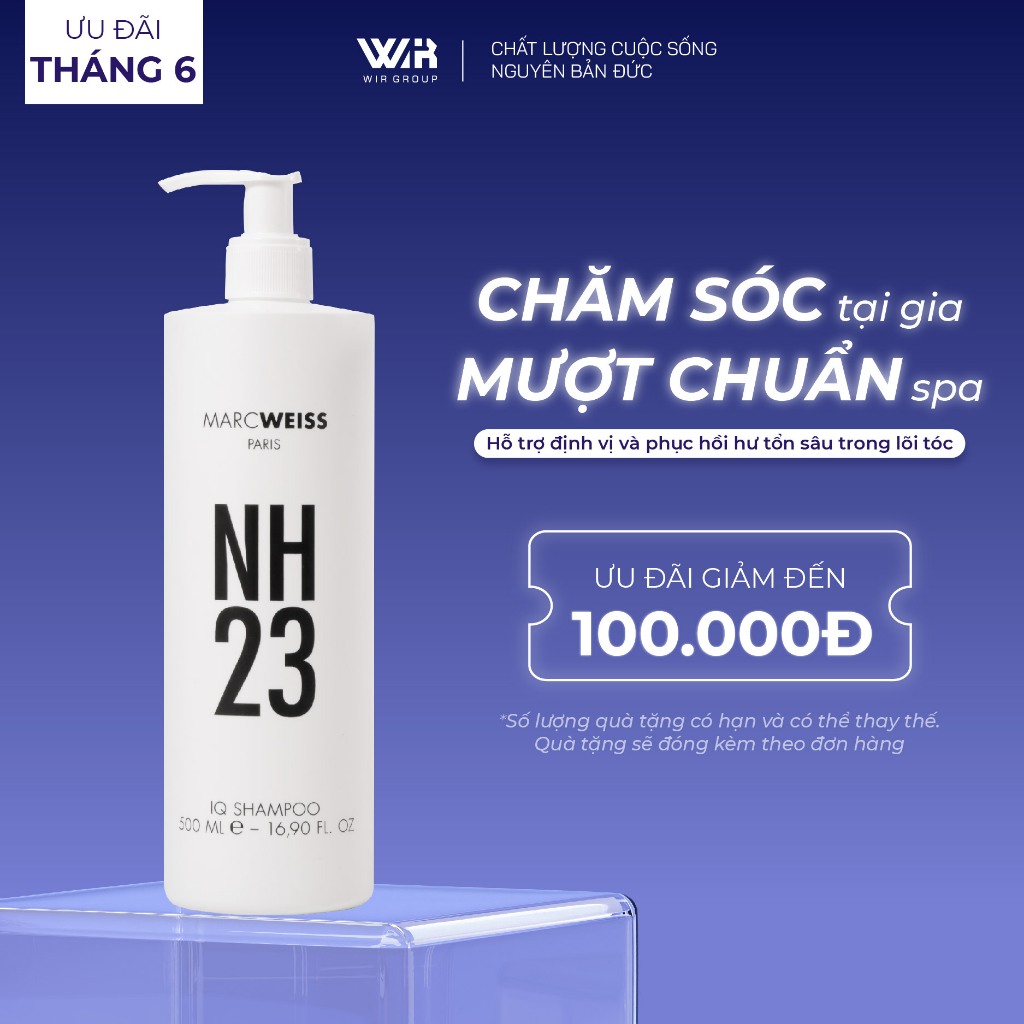 Dầu gội NH23 IQ SHAMPOO 500ml Công Nghệ Protein Complex Phục Hồi Tóc Hư Tổn Sau 23s | Wir Group