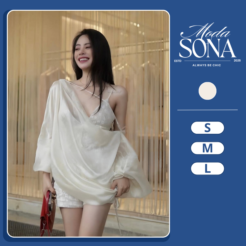 Set áo ren áo choàng tay bồng kèm quần bảo hộ-F65-Sona.Moda