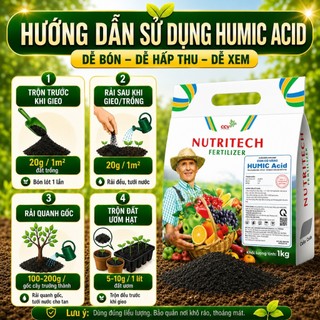 [Bán chạy] Phân bón Humic Con Cò Vàng - Kích rễ mạnh, cải tạo đất, giải độc hữu cơ, tơi xốp thoáng khí - Gói 1kg