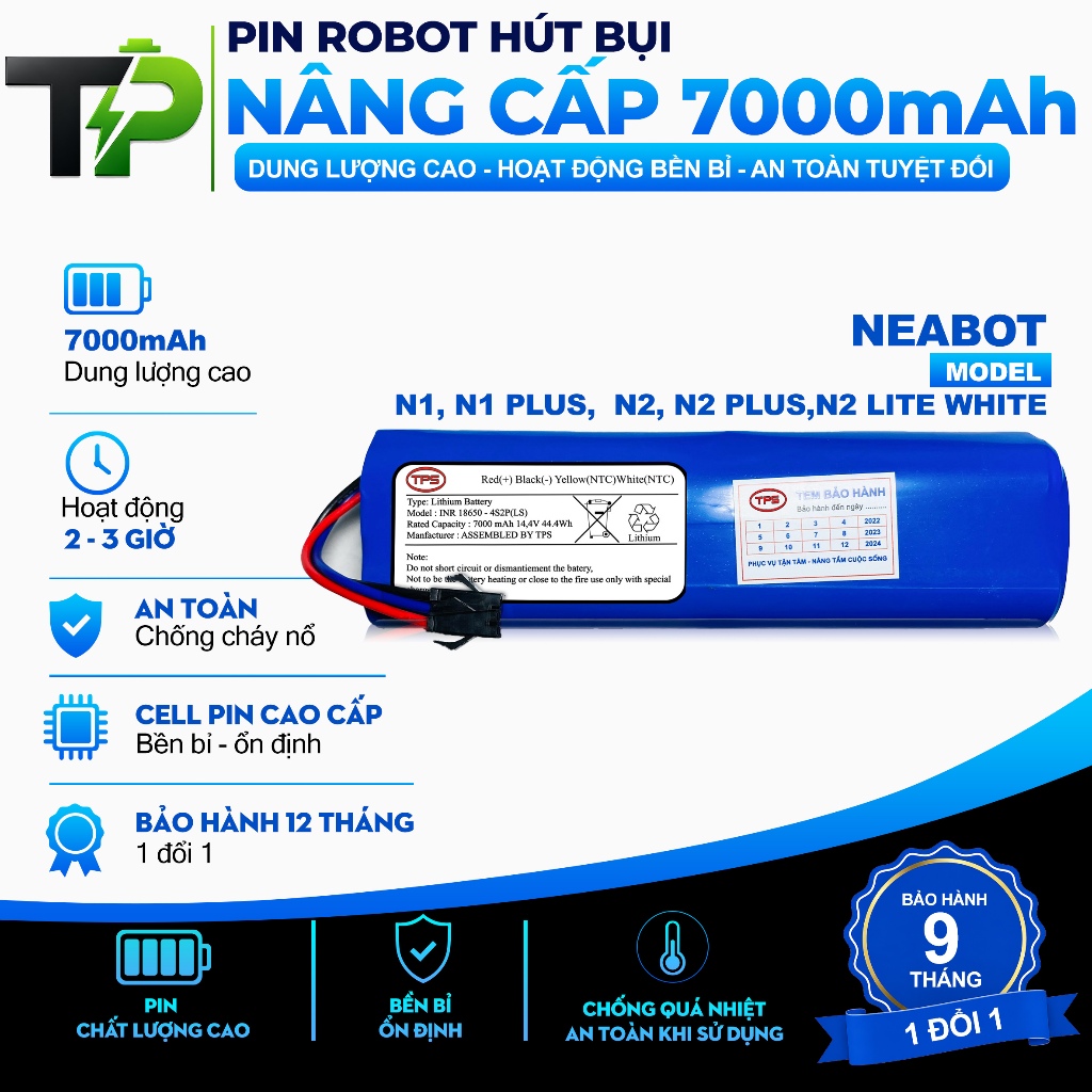PIN ROBOT HÚT BỤI NÂNG CẤP NEABOT N1, N1 PLUS,  N2, N2 PLUS,N2 LITE WHITE ....BẢO HÀNH 12 THÁNG CHÍN