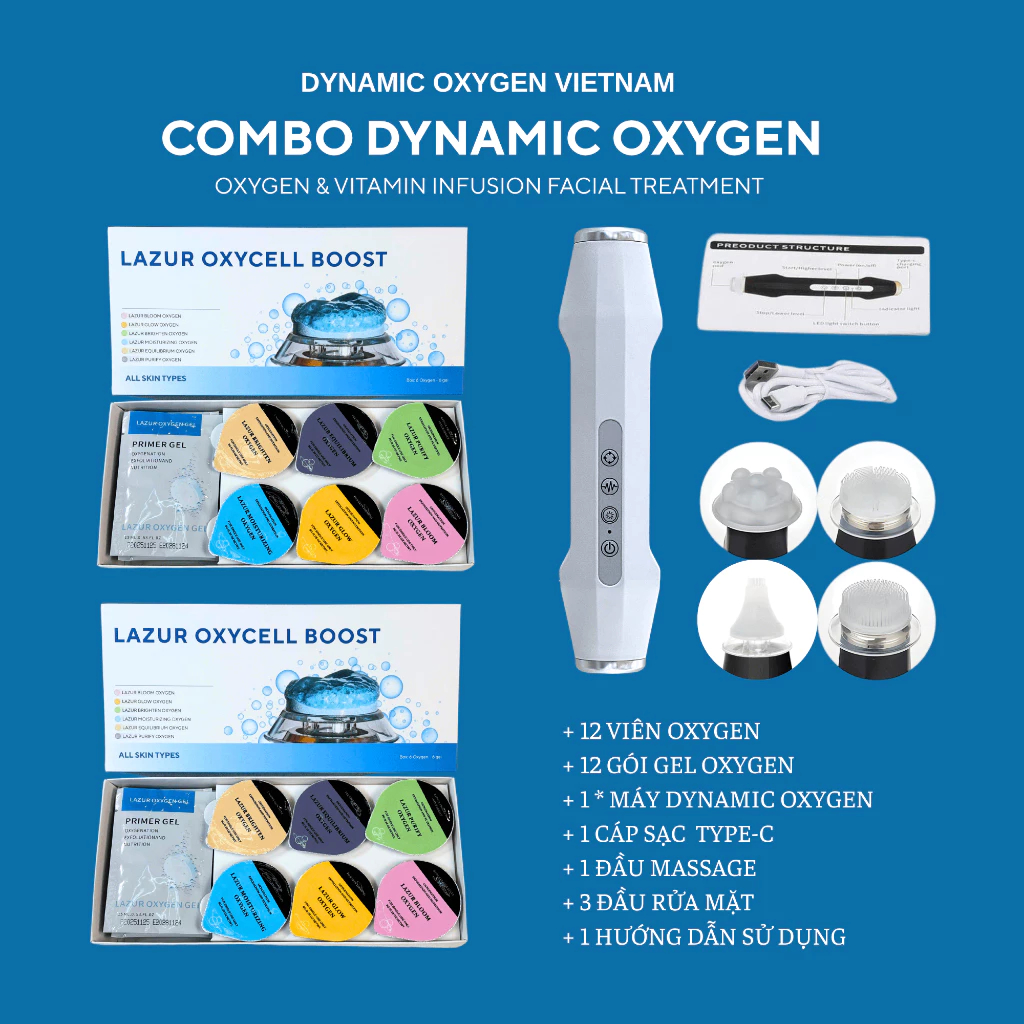 Combo Bộ Máy làm đẹp Dynamic Oxygen và hộp Lazur Oxycell Boost - Liệu trình Oxygen