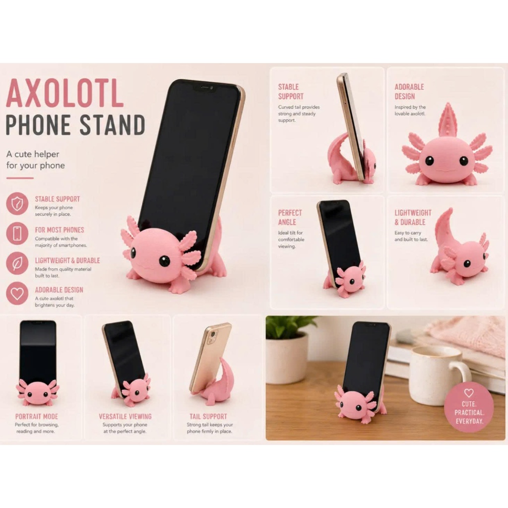Giá đỡ điện thoại hình kỳ nhông Axolotl