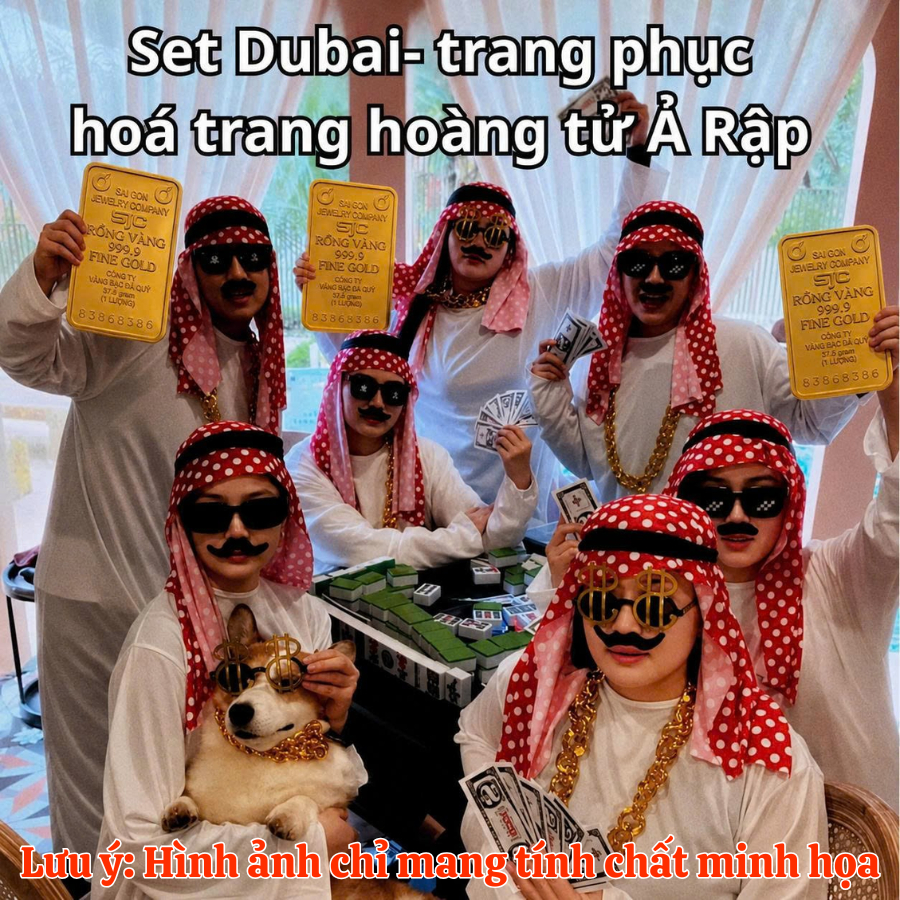 [TẶNG RÂU] Set Dubai, trang phục hoá trang hoàng tử Ả Rập dự tiệc sinh nhật, đám cưới, biểu diễn