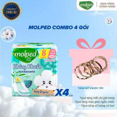 Combo 4 gói Băng Vệ Sinh Molped các loại hỗ trợ tối ưu cùng hệ rãnh thấm tăng cường, giúp thấm hút nhanh chóng