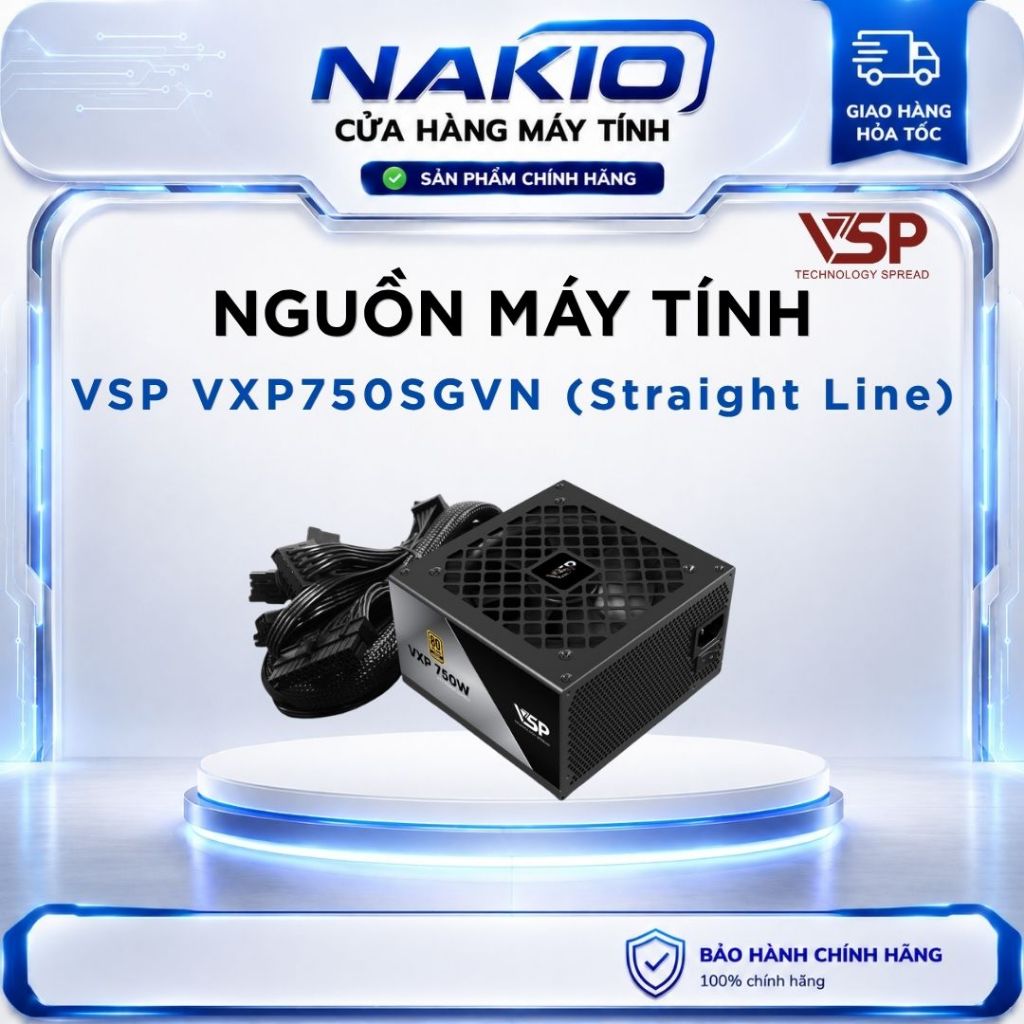 Bộ nguồn VSP VXP750SGVN (Straight Line) - 80 Plus Gold - 750W