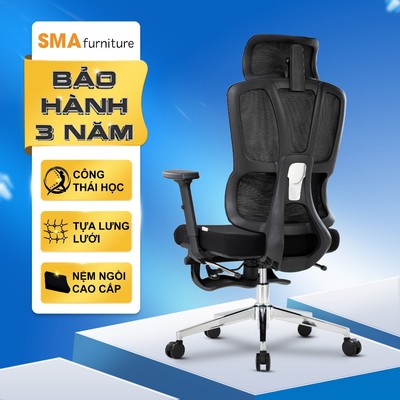Ghế công thái học SMA Furniture Joy-h, bảo hành 3 năm, lưới thoáng khí, ngả ghế 120 độ