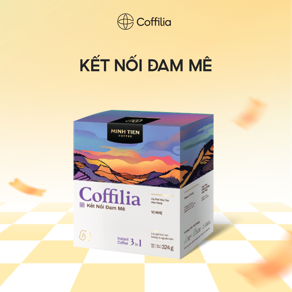 Cà phê hòa tan 3in1 Coffilia Kết nối đam mê - Vị nhẹ hộp 324g hoặc 216g