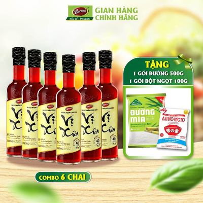 Combo 6 chai Nước Mắm Cao Cấp Vị Xưa Barona 40 độ đạm + (Tặng 500g đường và 100g bột ngọt)