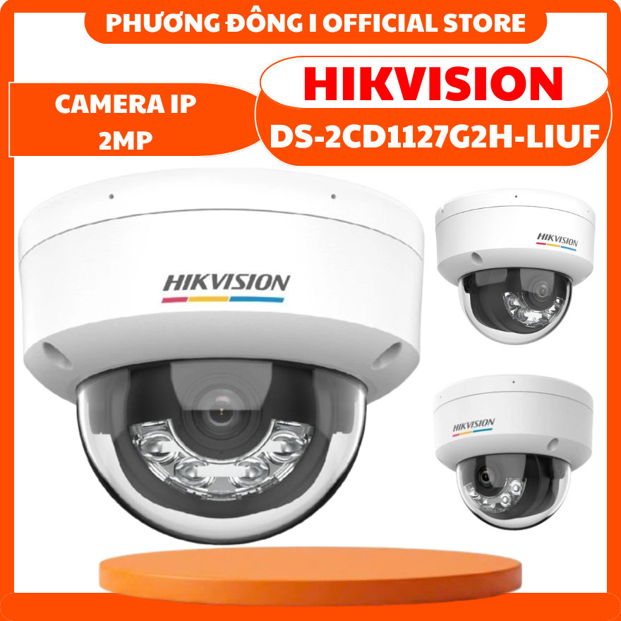 CAMERA IP DOME TRONG NHÀ HIKVISION DS-2CD1127G2H-LIUF 2MP - TÍCH HỢP MICRO, ĐÈN THÔNG MINH, KHE THẺ 