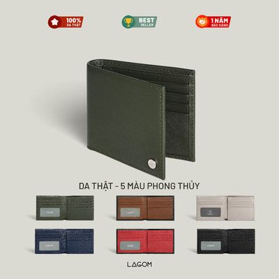 Ví Da Nam Cao Cấp – Gập Đôi Dáng Ngang – Da Thật Saffiano Leather – Lagom – Forest Bifold Wallet
