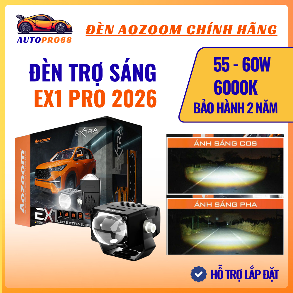 [NEW 2026] Đèn Bi Trợ Sáng Aozoom EX1 PRO Led Extra Đỉnh Cao Tăng Sáng Lắp Xe Máy Ô Tô BH 2 Năm