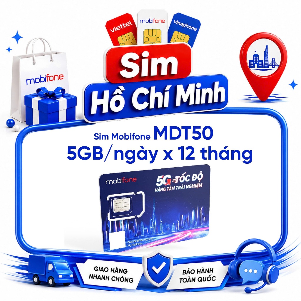 ✨[5GB/ngày] Sim Mobifone 5G MDT50 5GB/ngày dung lượng cao phù hợp điện thoại và WiFi 4G